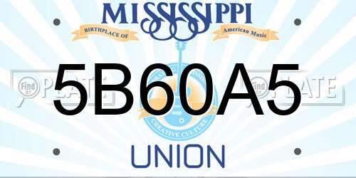 5B60A5 Mississippi License Plate