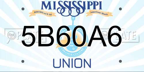 5B60A6 Mississippi License Plate