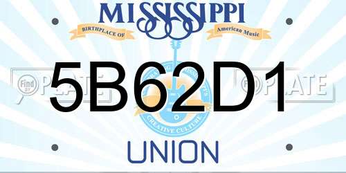 5B62D1 Mississippi License Plate