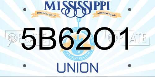 5B62O1 Mississippi License Plate