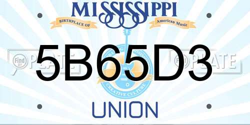 5B65D3 Mississippi License Plate