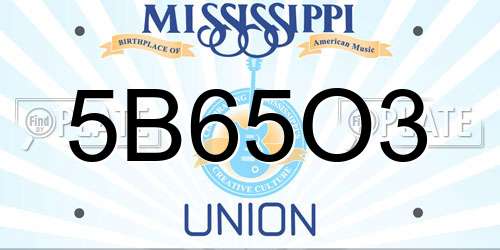 5B65O3 Mississippi License Plate