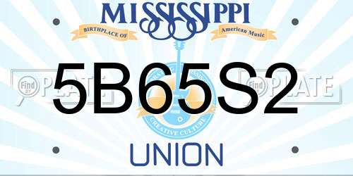 5B65S2 Mississippi License Plate