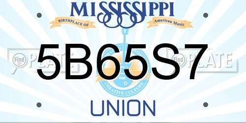 5B65S7 Mississippi License Plate