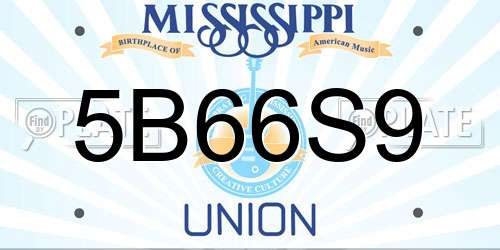 5B66S9 Mississippi License Plate