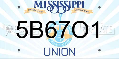 5B67O1 Mississippi License Plate