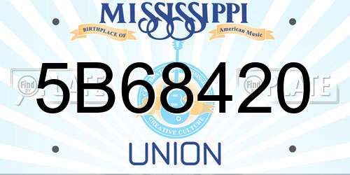 5B68420 Mississippi License Plate