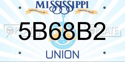 5B68B2 Mississippi License Plate