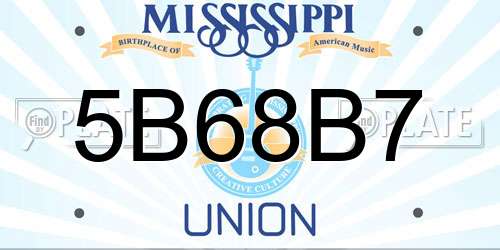 5B68B7 Mississippi License Plate