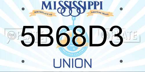 5B68D3 Mississippi License Plate