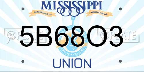 5B68O3 Mississippi License Plate