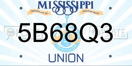 5B68Q3 Mississippi License Plate
