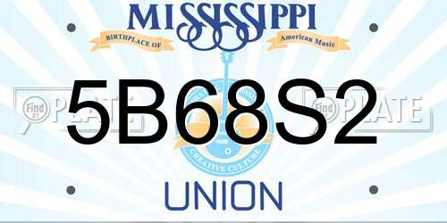 5B68S2 Mississippi License Plate