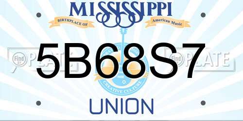 5B68S7 Mississippi License Plate