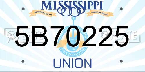 5B70225 Mississippi License Plate