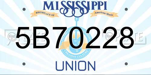 5B70228 Mississippi License Plate