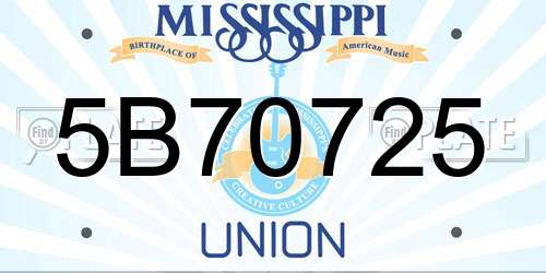 5B70725 Mississippi License Plate