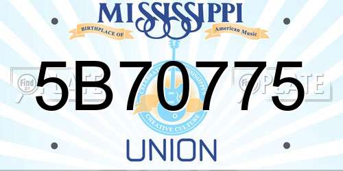 5B70775 Mississippi License Plate