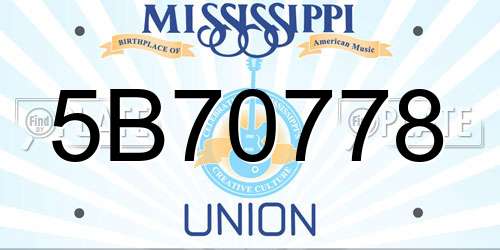 5B70778 Mississippi License Plate