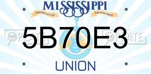 5B70E3 Mississippi License Plate