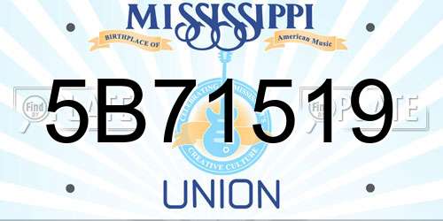 5B71519 Mississippi License Plate