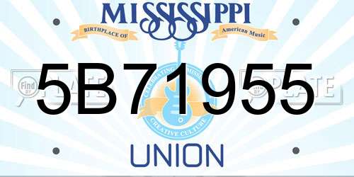 5B71955 Mississippi License Plate