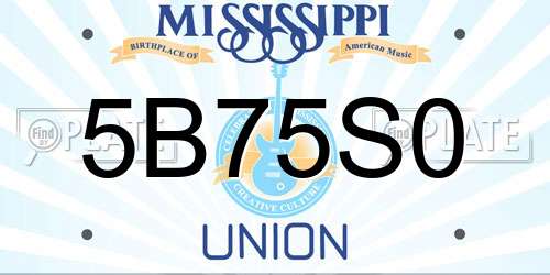 5B75S0 Mississippi License Plate