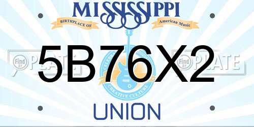 5B76X2 Mississippi License Plate