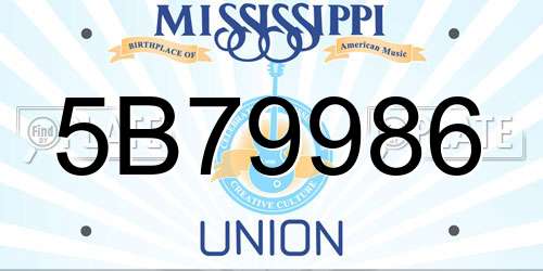5B79986 Mississippi License Plate