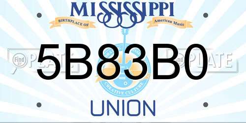 5B83B0 Mississippi License Plate