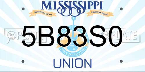 5B83S0 Mississippi License Plate