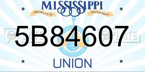 5B84607 Mississippi License Plate
