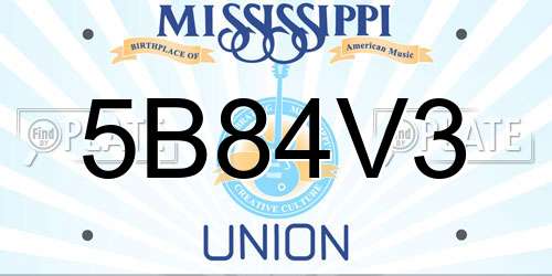 5B84V3 Mississippi License Plate