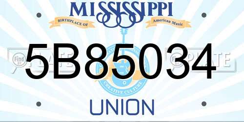 5B85034 Mississippi License Plate