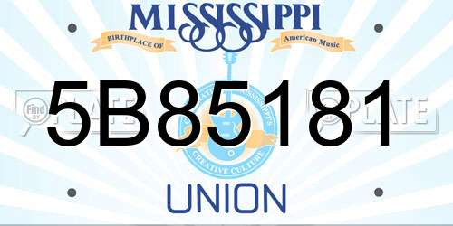 5B85181 Mississippi License Plate