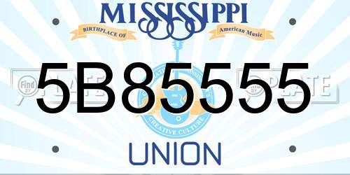 5B85555 Mississippi License Plate