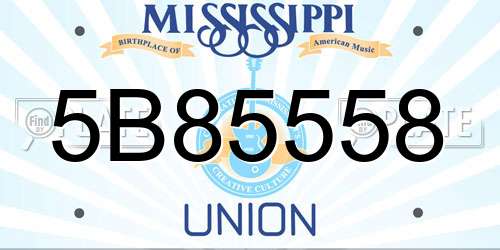 5B85558 Mississippi License Plate