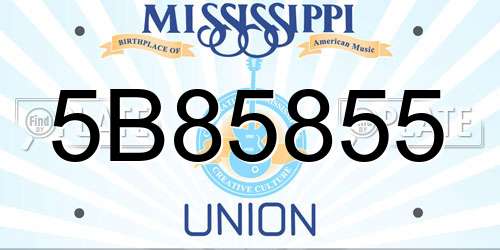 5B85855 Mississippi License Plate