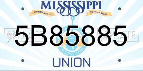 5B85885 Mississippi License Plate
