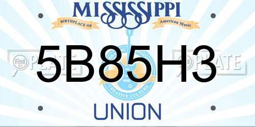 5B85H3 Mississippi License Plate