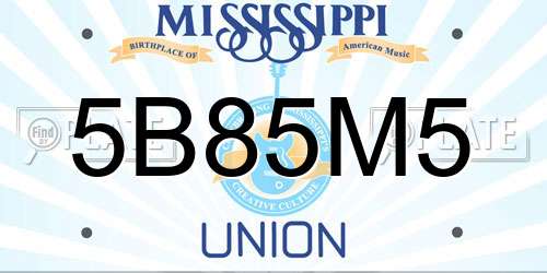 5B85M5 Mississippi License Plate