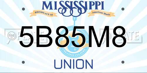 5B85M8 Mississippi License Plate