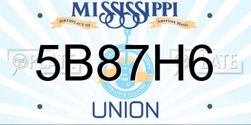 5B87H6 Mississippi License Plate