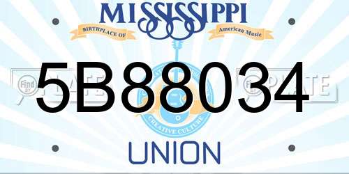 5B88034 Mississippi License Plate