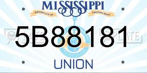 5B88181 Mississippi License Plate