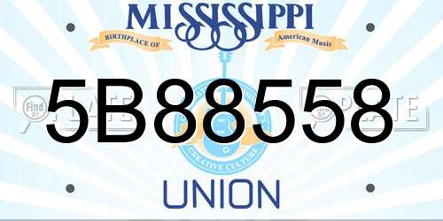 5B88558 Mississippi License Plate