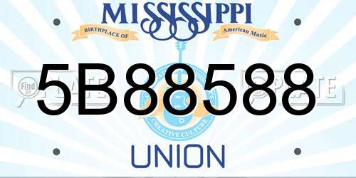 5B88588 Mississippi License Plate