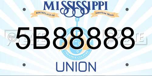 5B88888 Mississippi License Plate