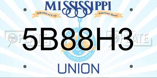 5B88H3 Mississippi License Plate