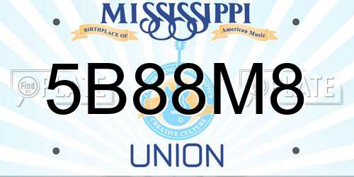 5B88M8 Mississippi License Plate